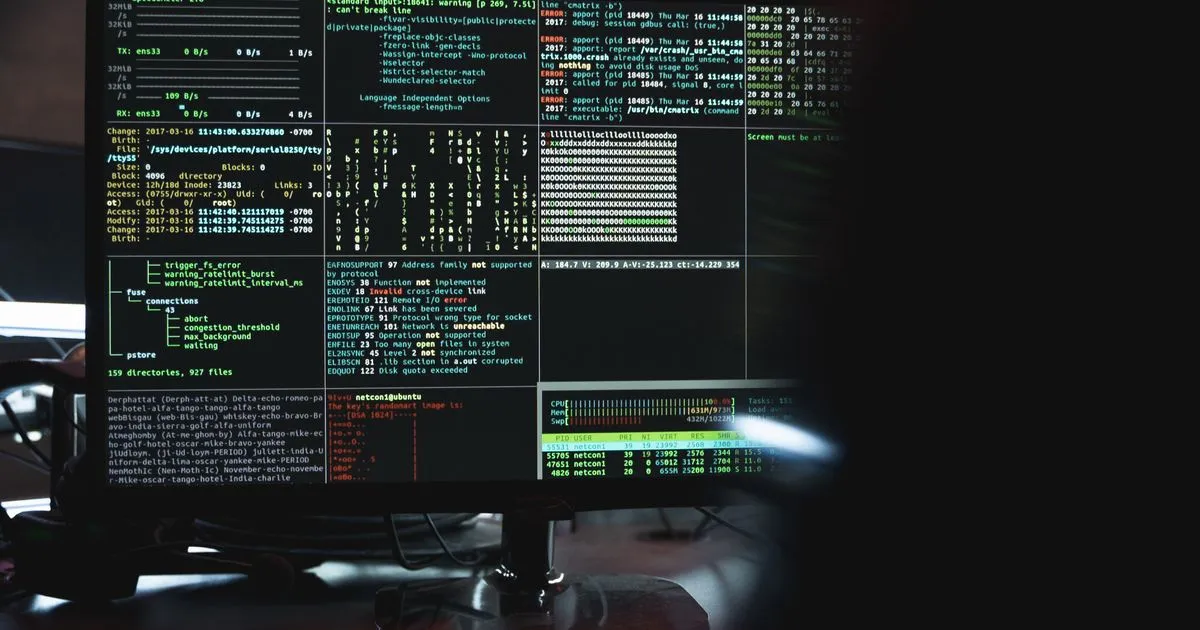 A server room with rows of data infrastructure and a security camera