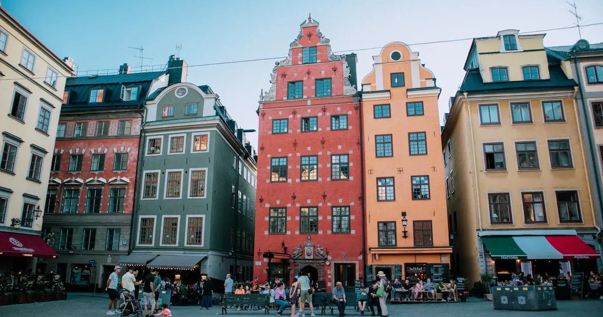 Colorful historic buildings in Stockholm's Gamla Stan, symbolising Swedish enterprise expanding its Indian employees base