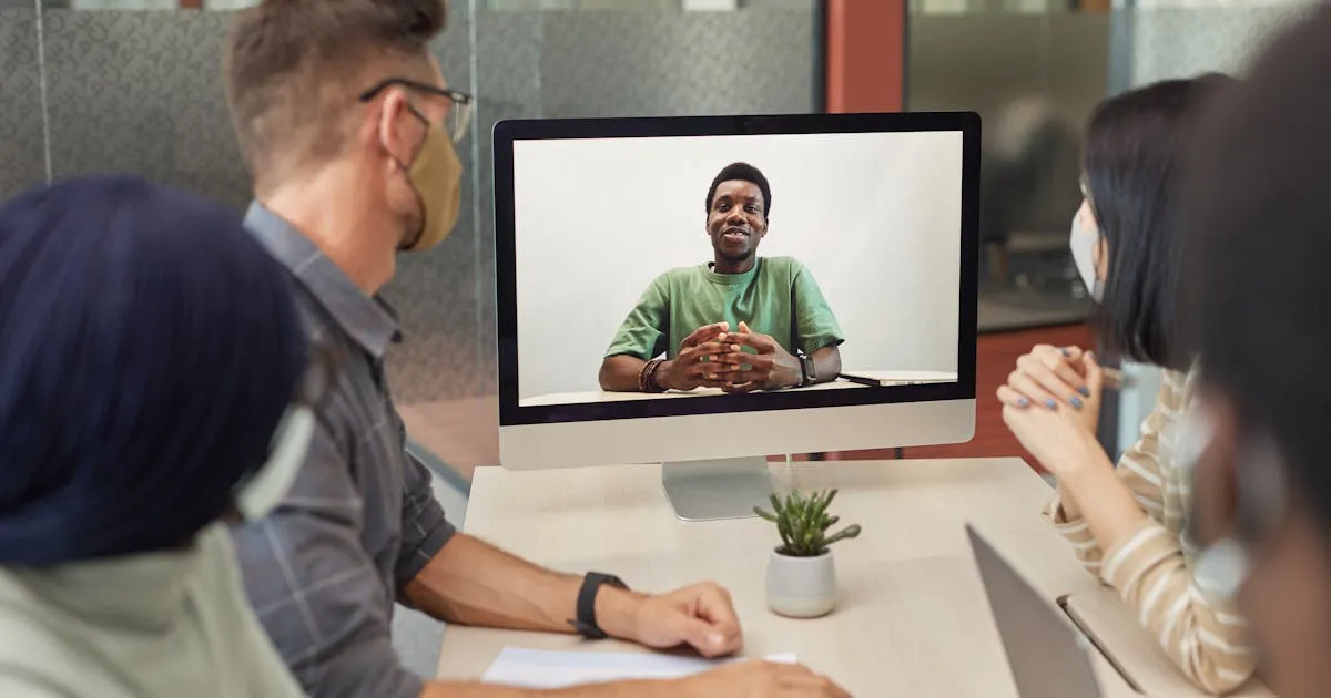 Diverse team on a video conference, US startup working with India remote hires
